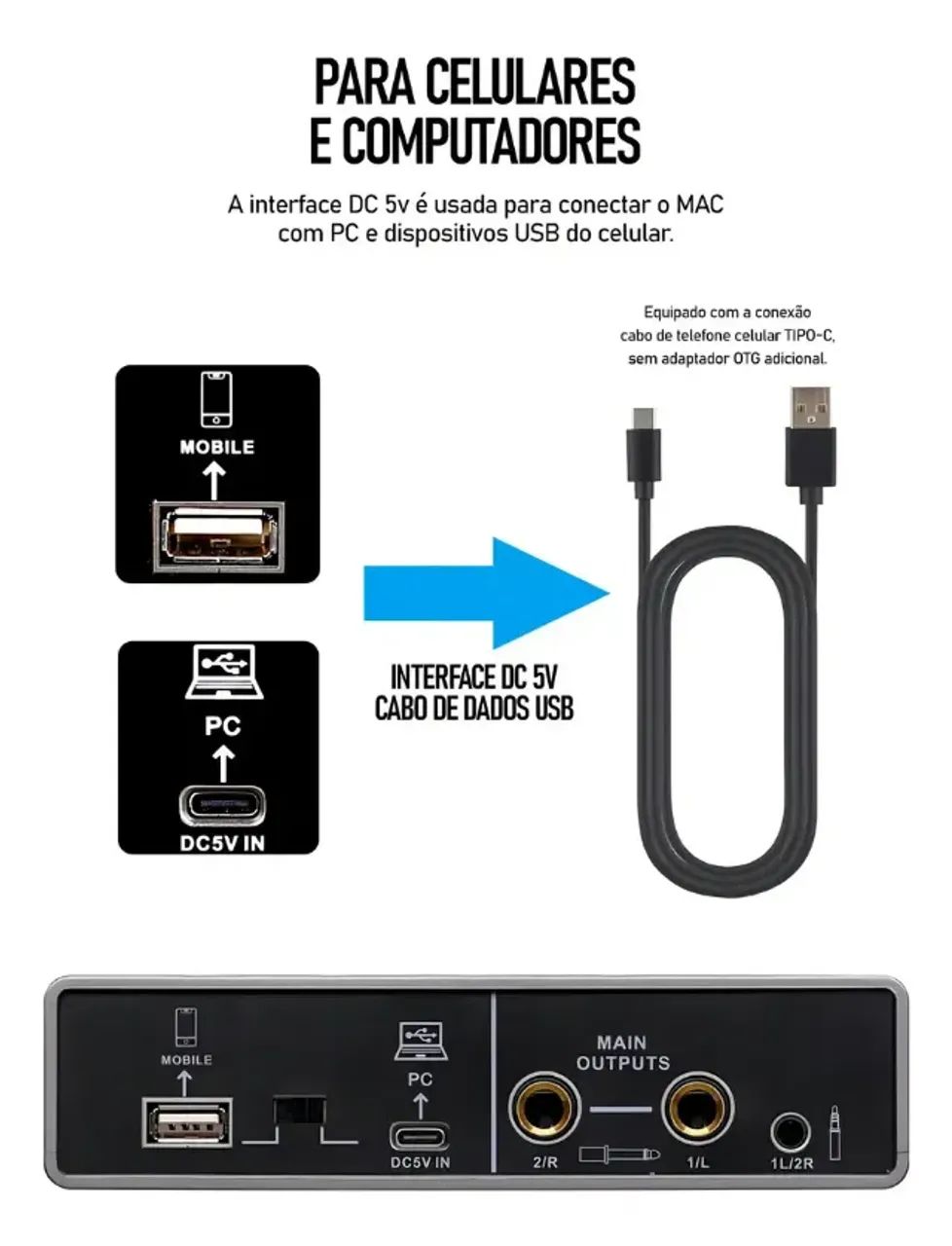 Interface de Áudio USB Teyun Q-16 Placa de Som com DSP Preto