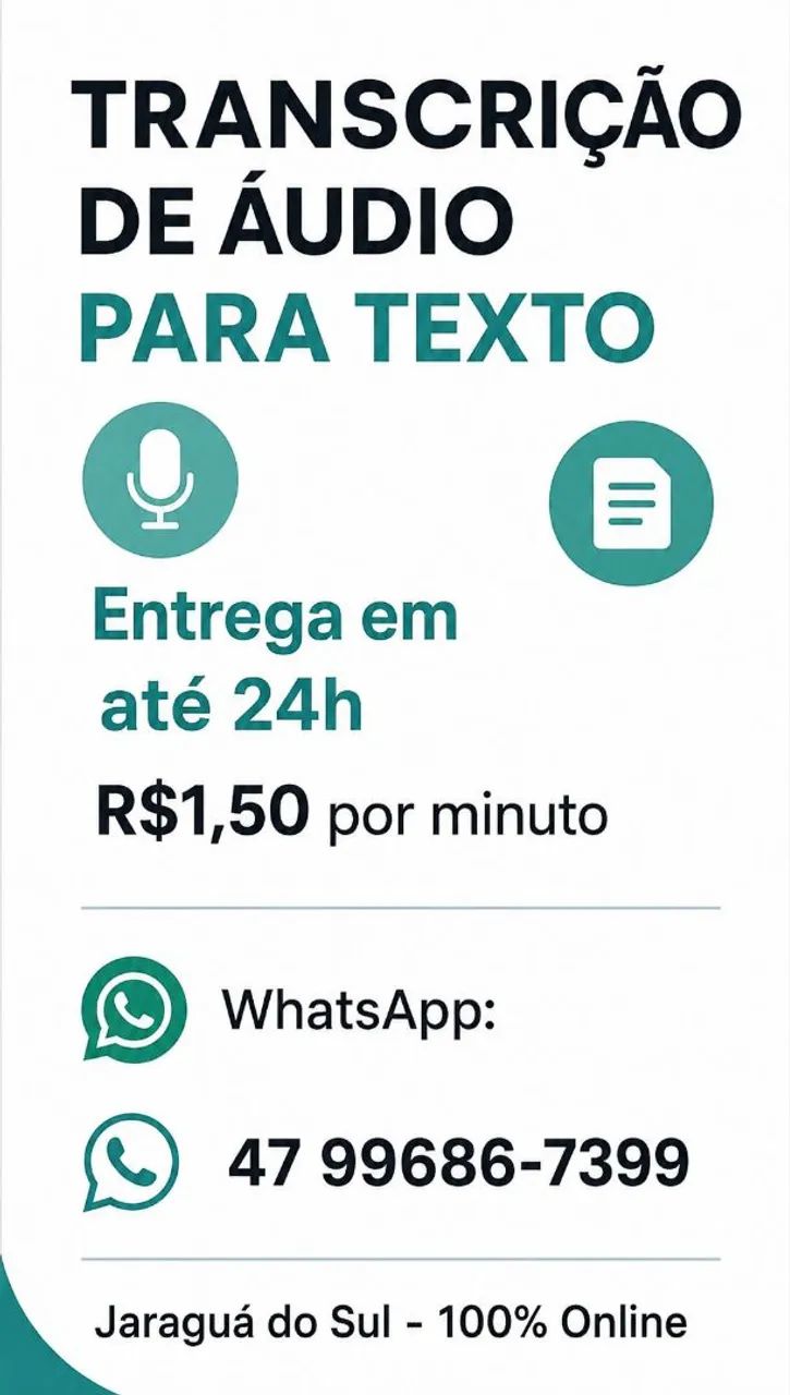 TRANSCRIÇÃO DE ÁUDIO PARA TEXTO