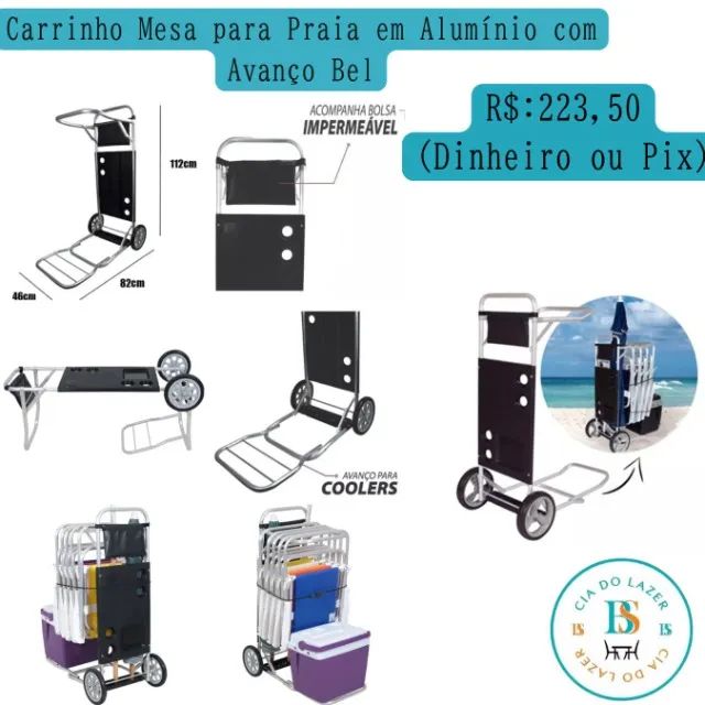 Carrinho Mesa para Praia em Alumínio com Avanço Bel - Foto 5