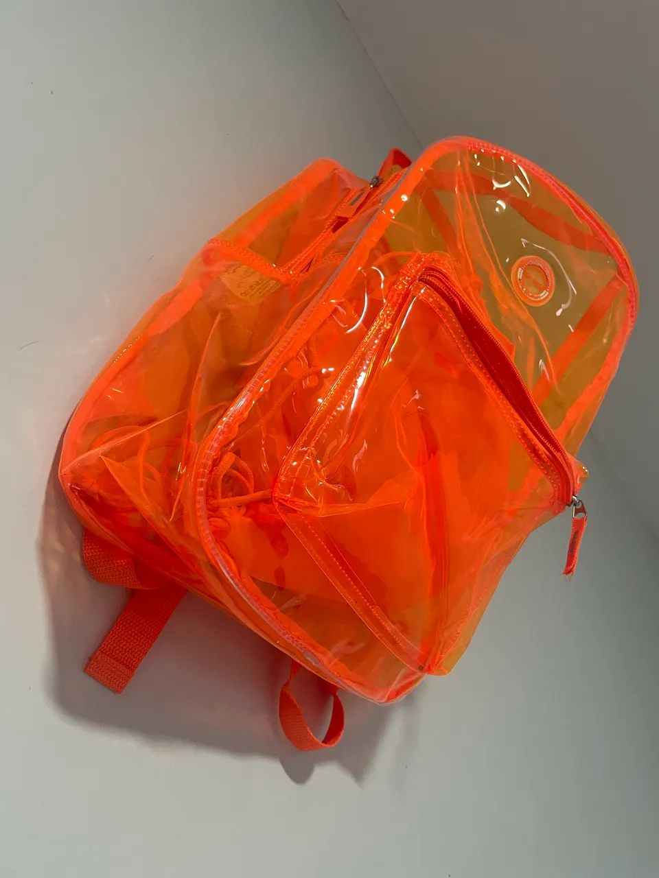 Mochila de costas transparente laranja 