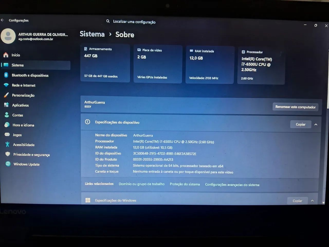 Vendo Notebook Lenovo V310-15ISK - Foto 4