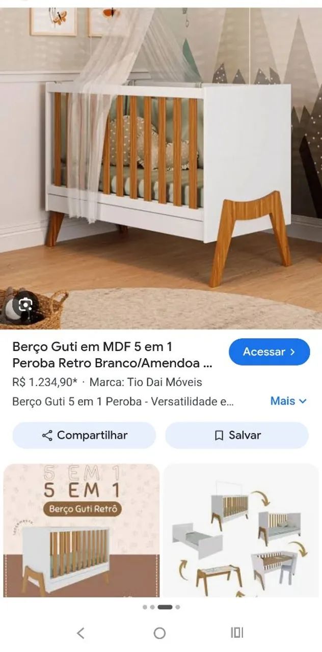 Berço Multifuncional com Colchão usado 