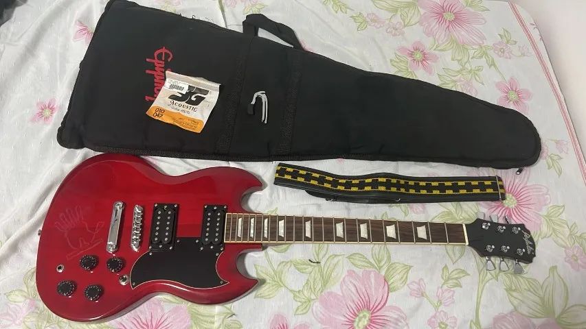 ? Kit Guitarra SG Dolphin + Amplificador Meteoro NDR15 + Acessórios - Foto 3