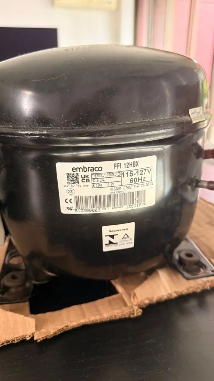 Compressor Embraco 1/3 + FF112HBX R134A 127V - Foto 4