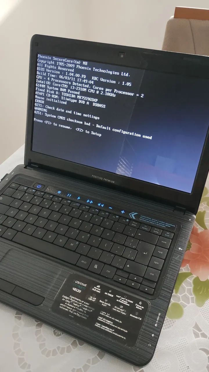 Notebook Positivo/Bateria Viciada