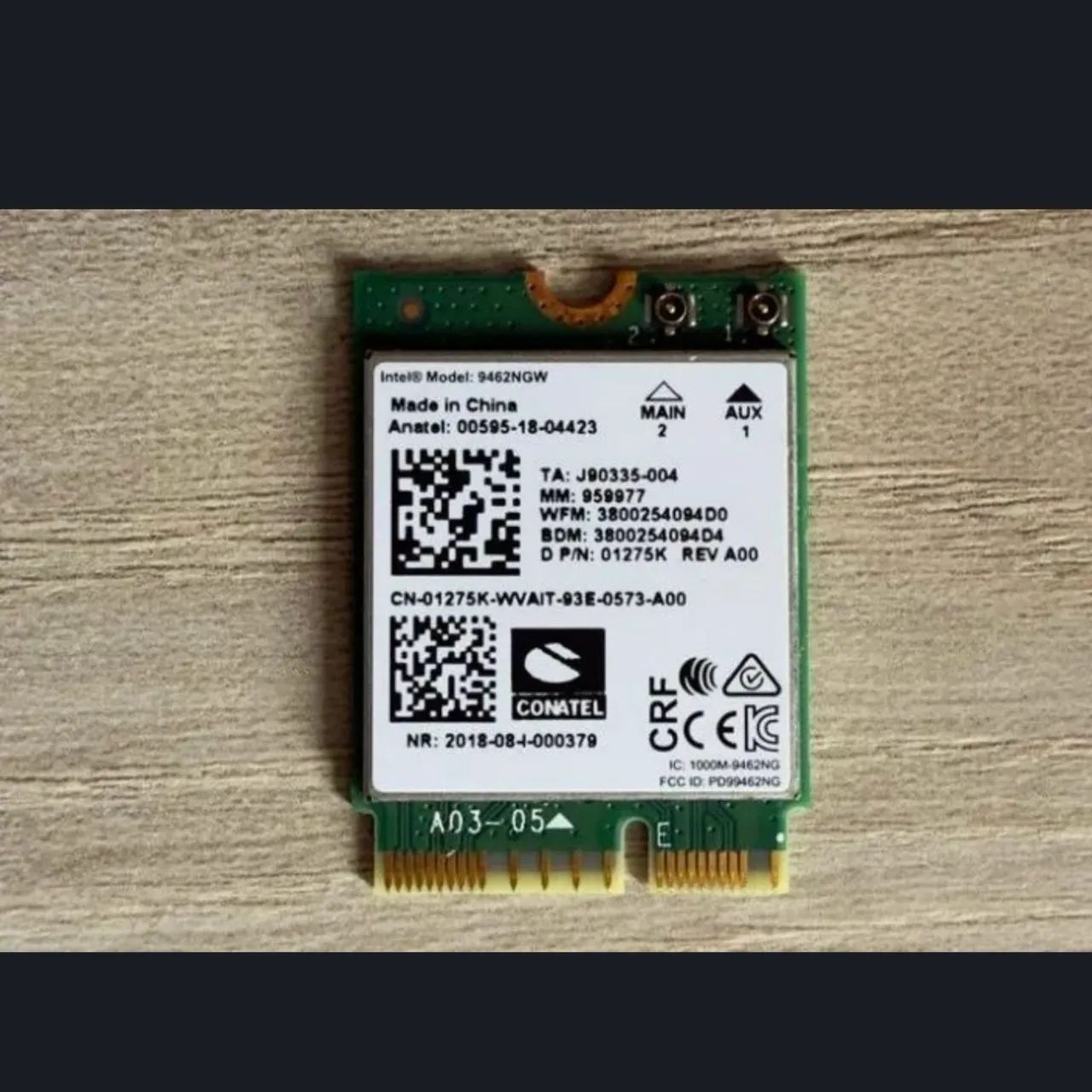 Placa Wi-Fi Bluetooth Intel 9462NGW M.2 Original dell