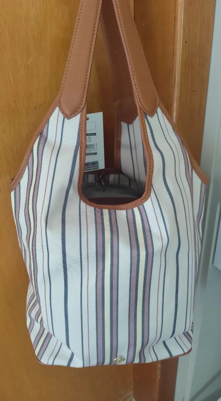 Bolsa nova capodarte em couro,listrada , original.