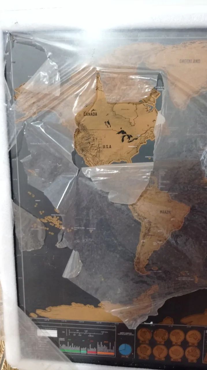 Quadro Mapa Mundi Raspadinha (Scratch Map) - Edição Deluxe Black - MDF - Foto 5