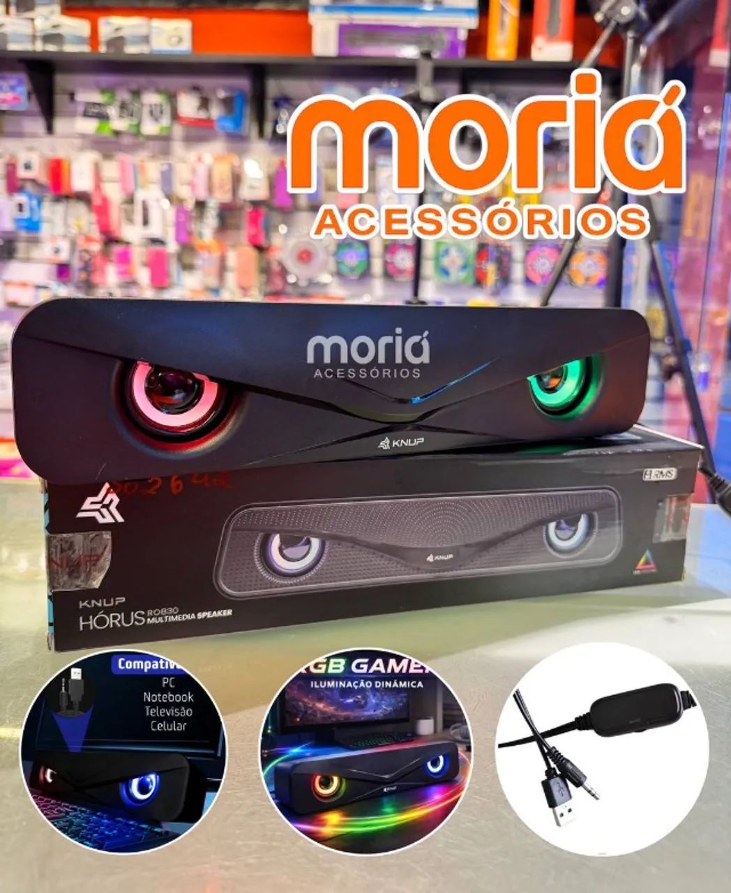 Caixa De Som Soundbar Computador Celular Notebook Led Usb P2 Cor Preto - Foto 4