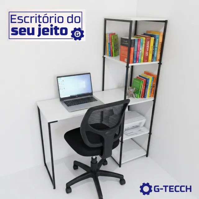 Escrivaninha Multiuso NOVA Mesa Industrial com Estante para Computador Notebook de Estudo - Foto 2