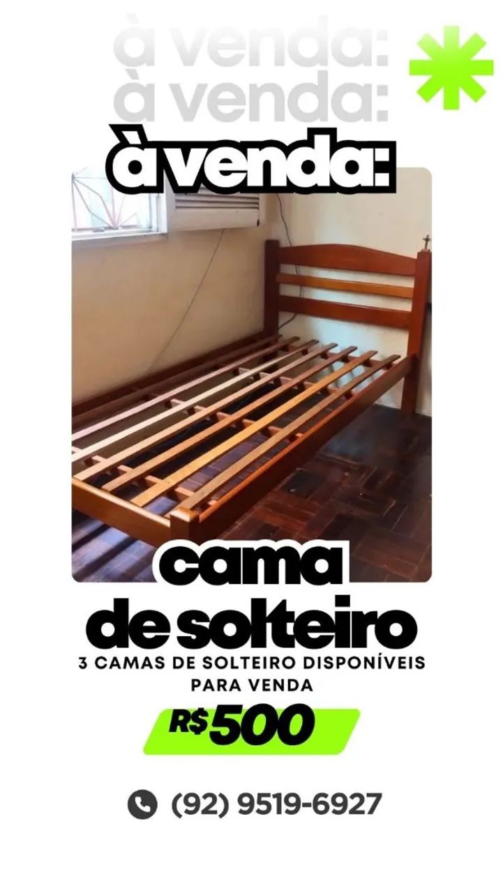 Cama de solteiro em Madeira 