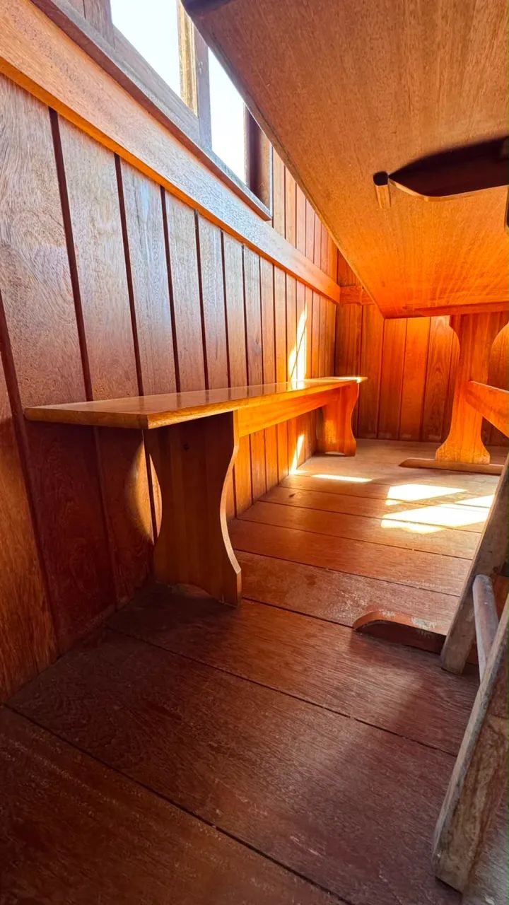 Mesa de Madeira Rústica com Banco - Ideal para Rancho, Chalé ou Churrasco - Foto 3