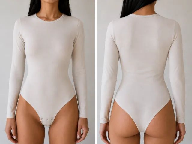 Body Feminino Manga Longa Bege - Tam. P