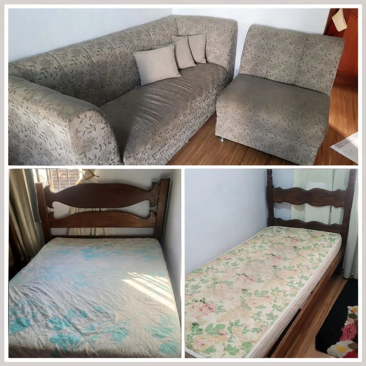 Combo: Cama de casal, cama de solteiro e sofá 