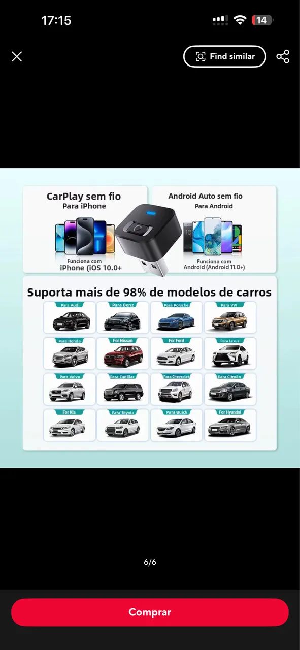 Adaptador Ottocast Android Auto e Apple Carplay sem fio - Foto 3