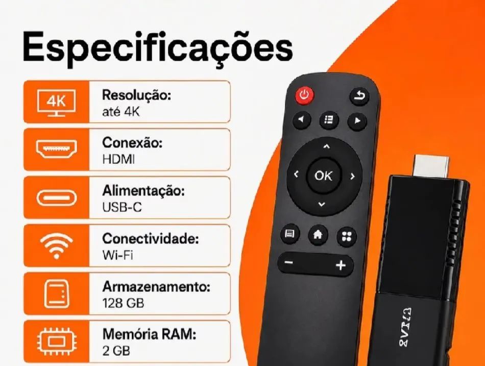 Com Tv stick android,Sua TV vira Smart 4K!  <br> - Foto 2