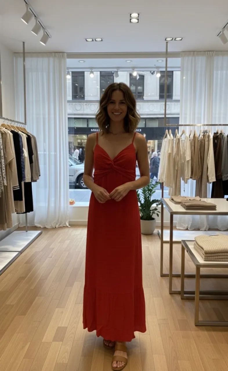 Vestido longo alças finas vermelho