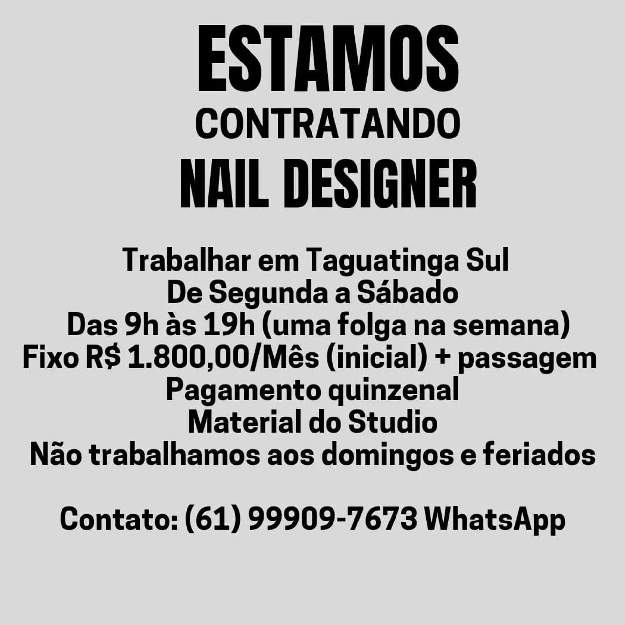 Contrata-se Nails Designer