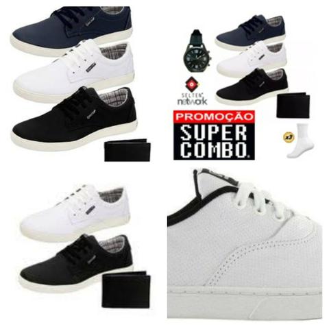 03 Pares De Tênis + 1 Relógio De Pulso + 3 Pares De Meias e 1 Carteira, Kit Com 8 - Foto 2