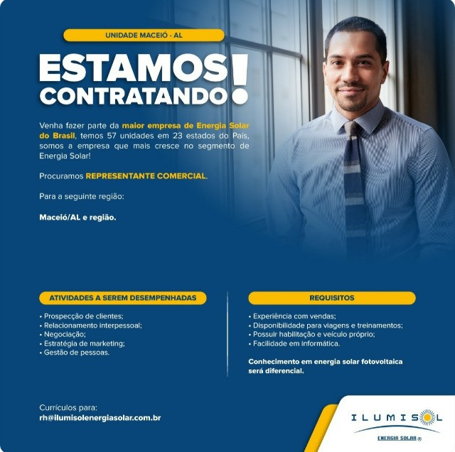 Vaga para Representante Comercial