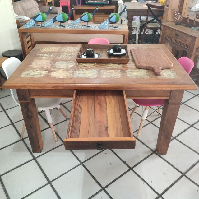 Mesa De Demolição Em Mosaico Com 1 Gaveta - Foto 4