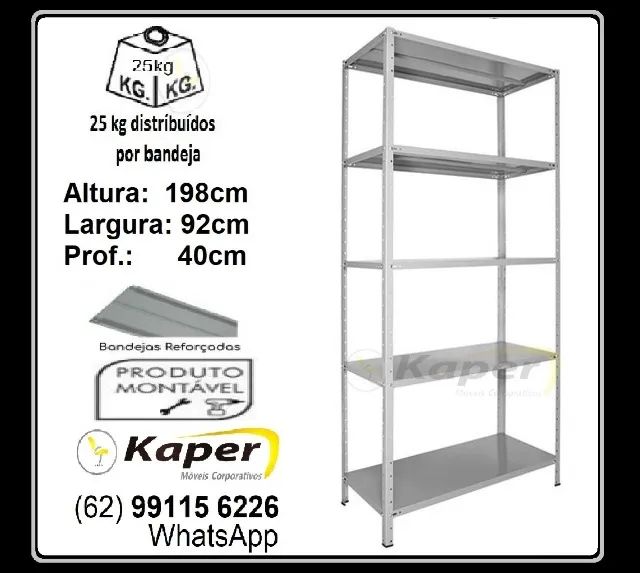 Prateleira / estante de Aço Prof. 40cm 5b ( nova ) Promoção  - Foto 2