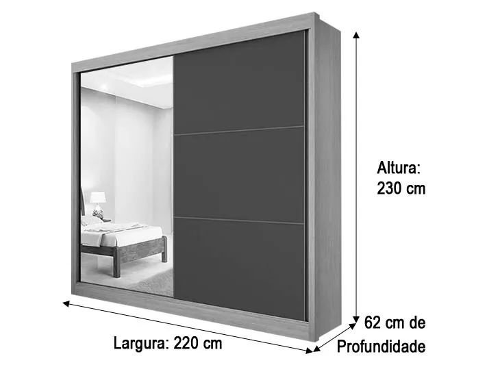Guarda-Roupa Lara 2 Portas c/Espelho 100%MDF a655 - Foto 4