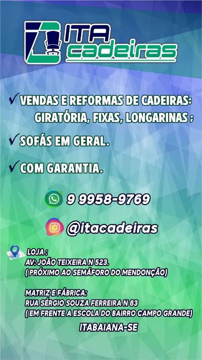 Ita cadeiras vendas e reformas de cadeira e sofá em geral