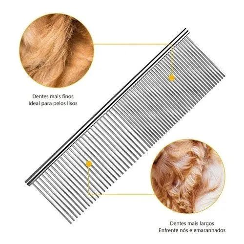Pente para cachorro Desembolador De Pelos Aço Petshop Banho E Tosa profissional - Foto 2