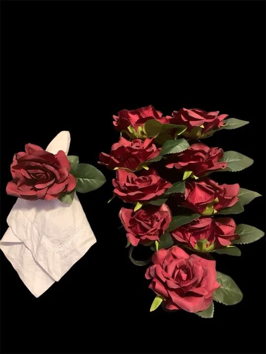 Porta guardanapo rosas vermelho escuro 