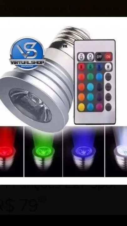 Lâmpadas LED RGB com Controle Remoto - Iluminação Colorida aceito cartão! - Foto 2