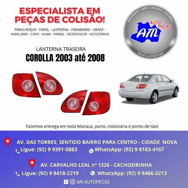 LANTERNA COROLLA 2003 A 2008