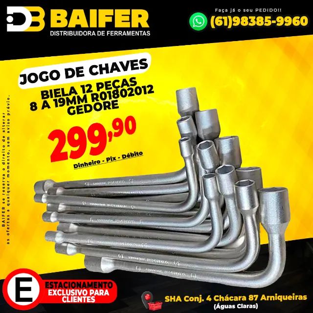 Jogo de Chaves Biela 12 Peças 8 a 19mm R01802012 Gedore