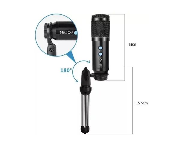 MICROFONE CONDENSADOR DE MESA USB COM FIO KNUP KP-M0023 - Foto 5