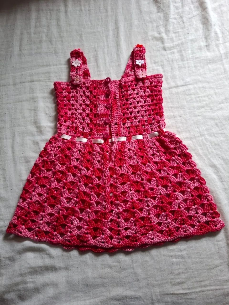 Vestido de crochê infantil rosa - Foto 2