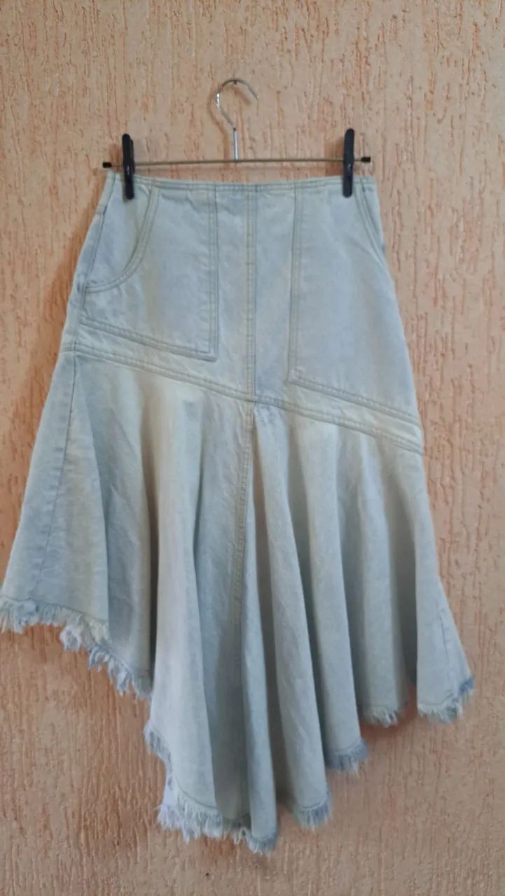 Saia jeans assimetrica