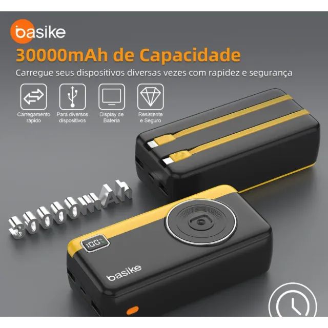 Power Bank 30000mah Carregador Portátil Super Rápido 22.5w Cabos inclusos - Foto 5