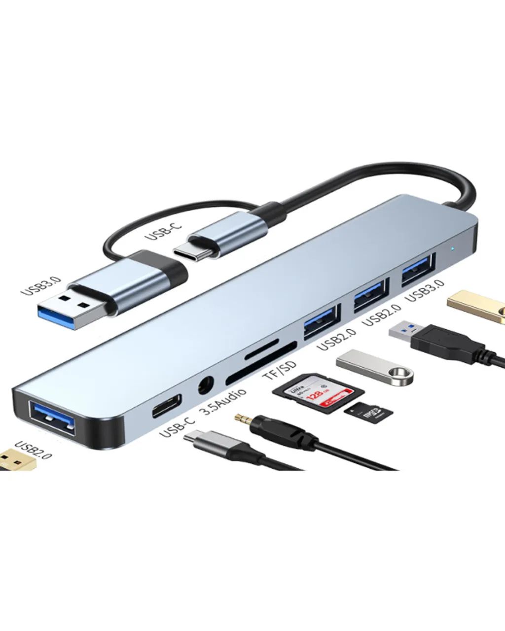 Hub + Leitor Cartão USB-C 3.0 Knup - Foto 2