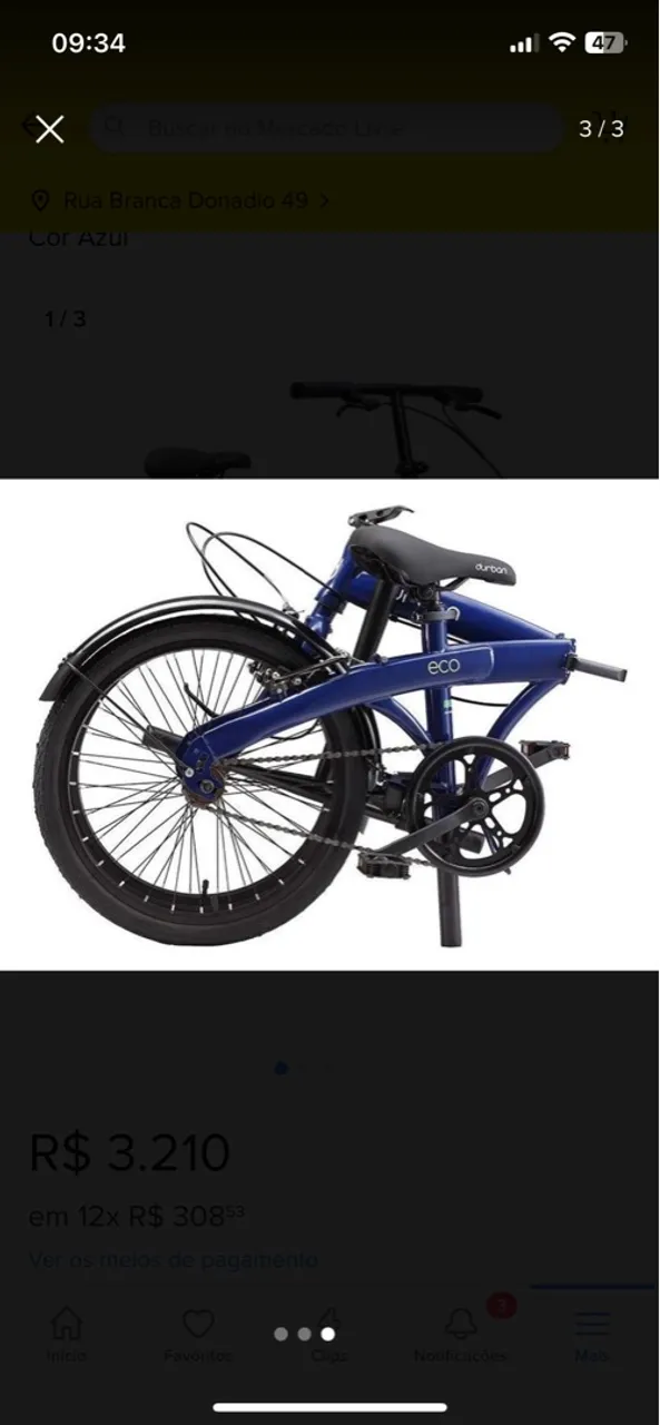 Bicicleta Dobrável Durbam Eco Azul