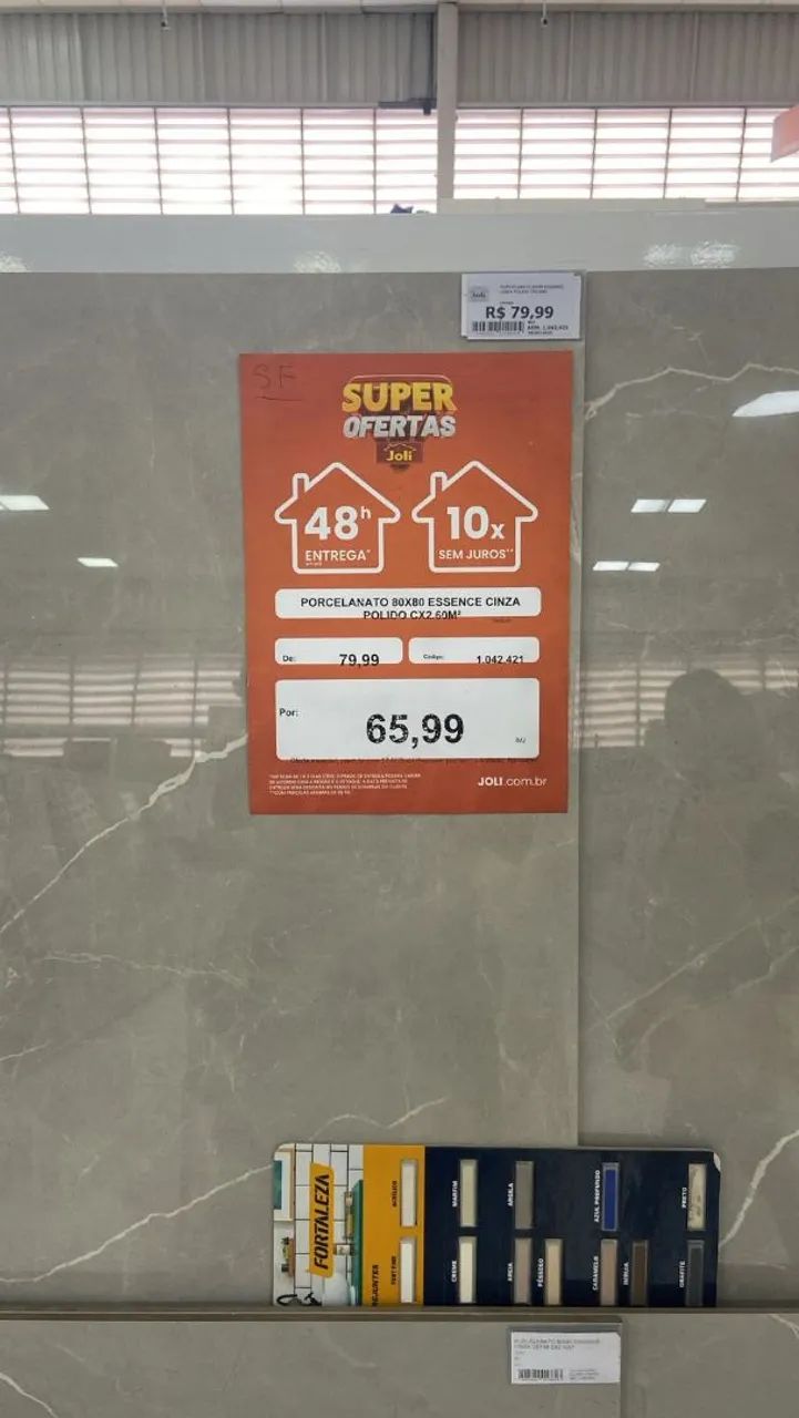 01 Caixa de Porcelanato 80x80 Essence Cinza Polido - 2,60m² - JOLI