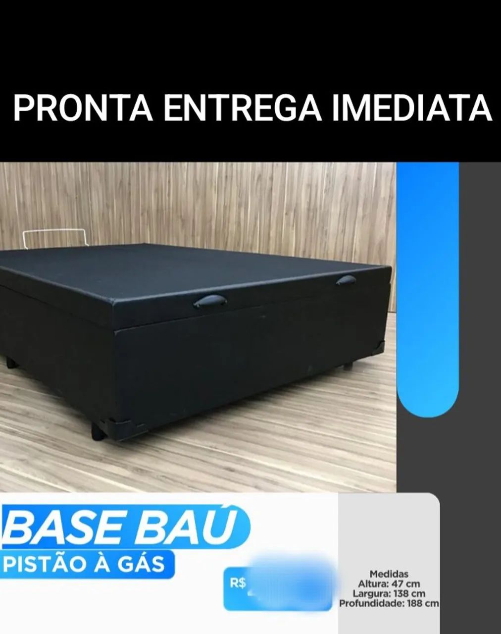Base Baú com Pistão a Gás - Pronta Entrega