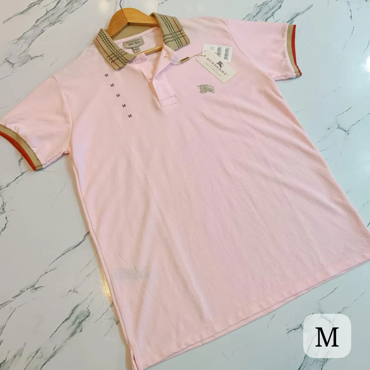 Original Burberry Pink Polo Shirt - Size M