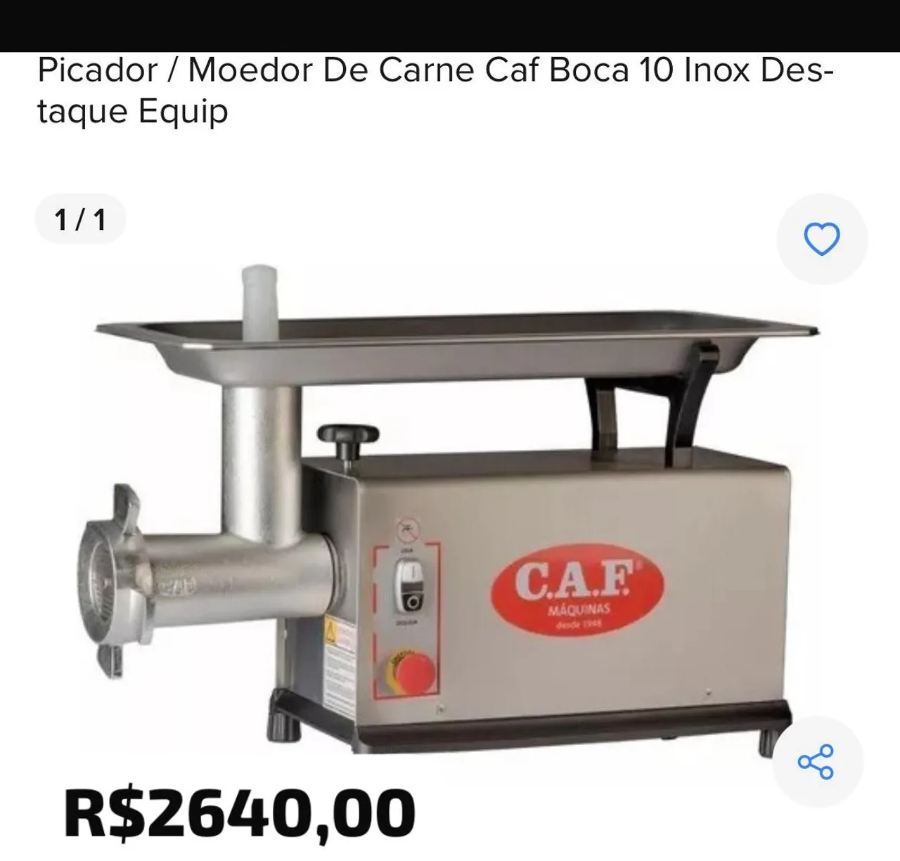 Picador/Moedor de Carne Caf Boca 10 Inox