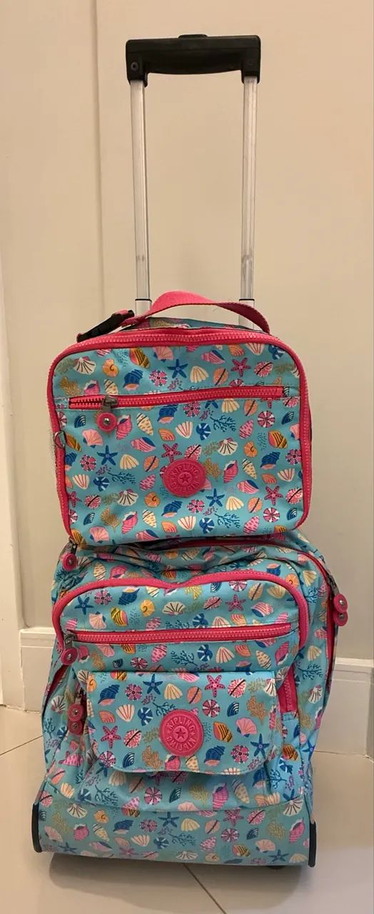 Mochila escolar rodinha Kipling original com lancheira 