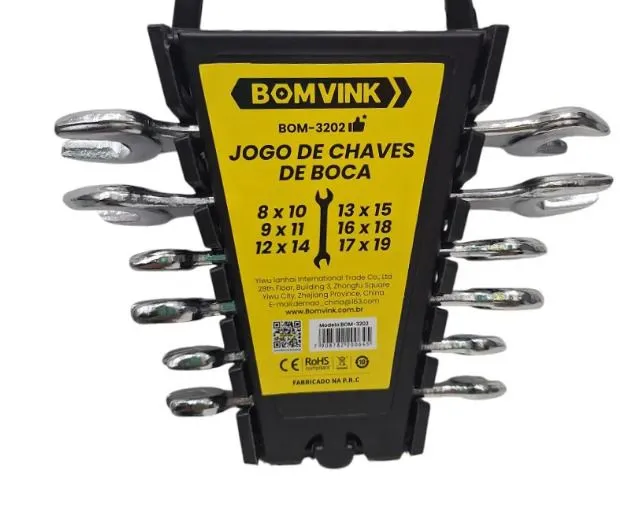 Jogo de Chaves de Boca 8 a 19mm - Bomvink