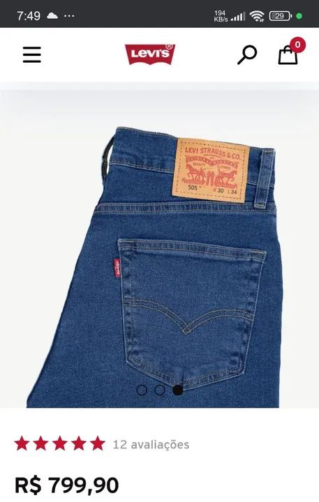 Levi's Nova Original 505 Regular Média - Foto 3
