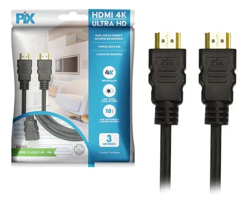 Cabo HDMI 4K Ultra HD Pix 3 Metros
