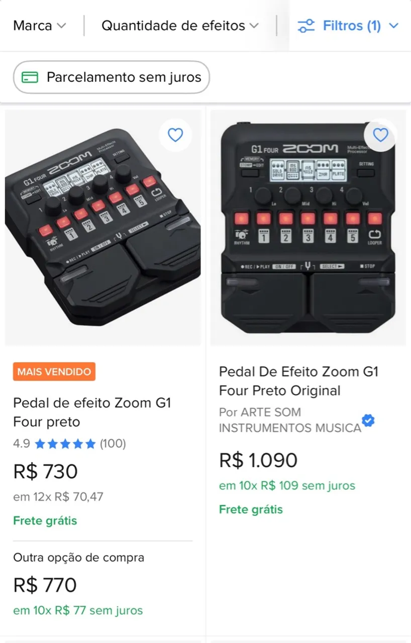 1 PEDALEIRA ZOOM G1 FOUR + 1 CUBO AMPLIFICADOR TAGIMA BLACK FOX 20