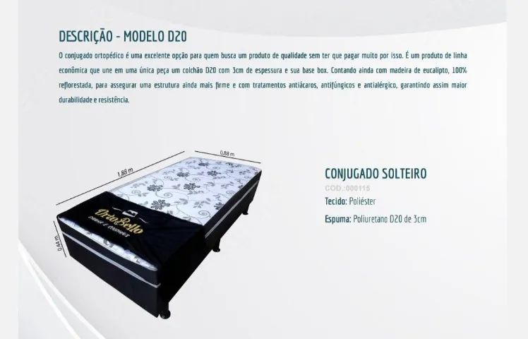 Cama Box  Solteiro D20  Ortobello Pronta Entrega  - Foto 2