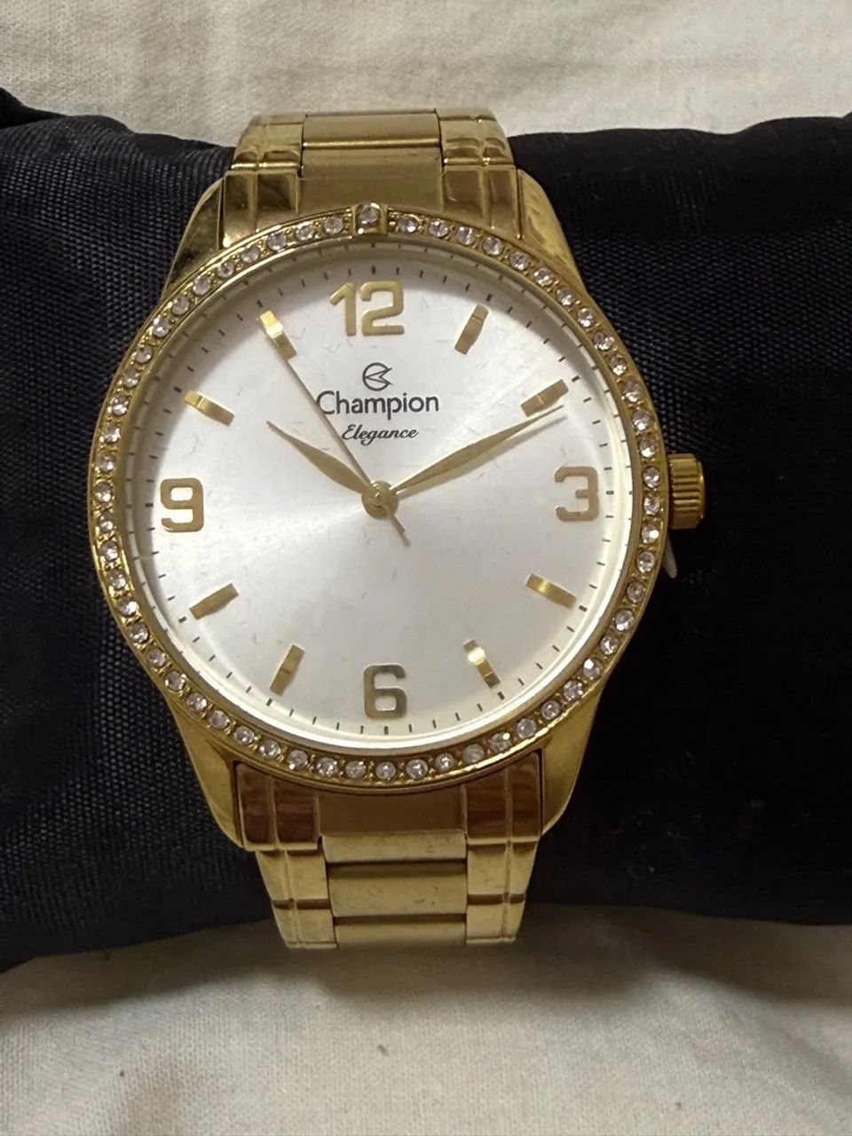 Relógio Champion Elegance Dourado com Detalhes em Strass